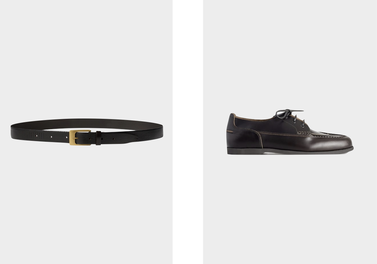 Cinto Rail 25mm, €225, LEMAIRE; sapatos, €129, COS.