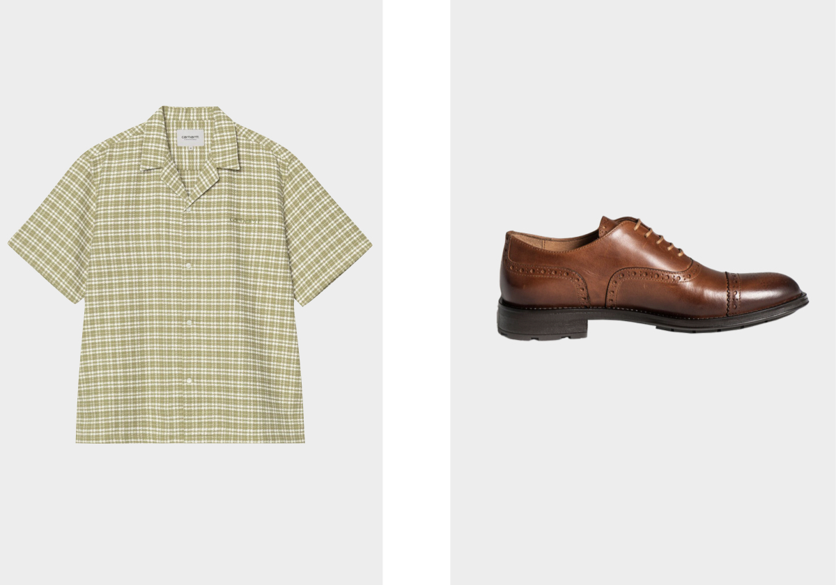 Camisa Kander, €99, CARHARTT WIP; sapatos Magnus, €179, JEF.