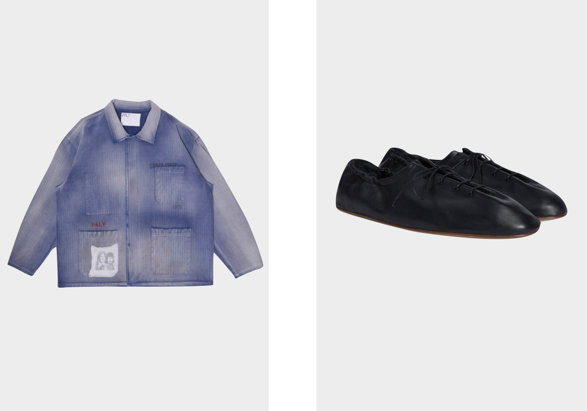 Casaco Holy Ciy, €1.049,95, PALY HOLLYWOOD; sapatos 'KENZO Ballet’, €420, KENZO.