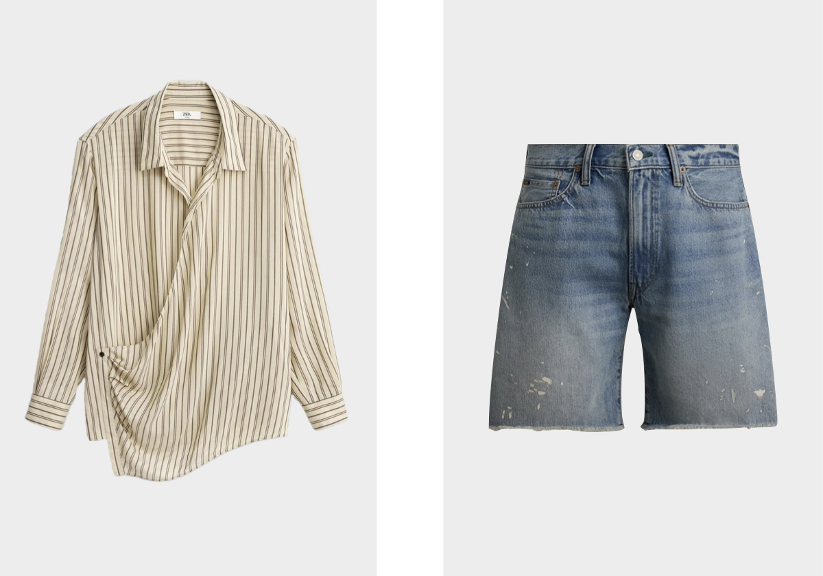 Camisa, €69,95, ZARA; calções clássicos vintage, €165, RALPH LAUREN.