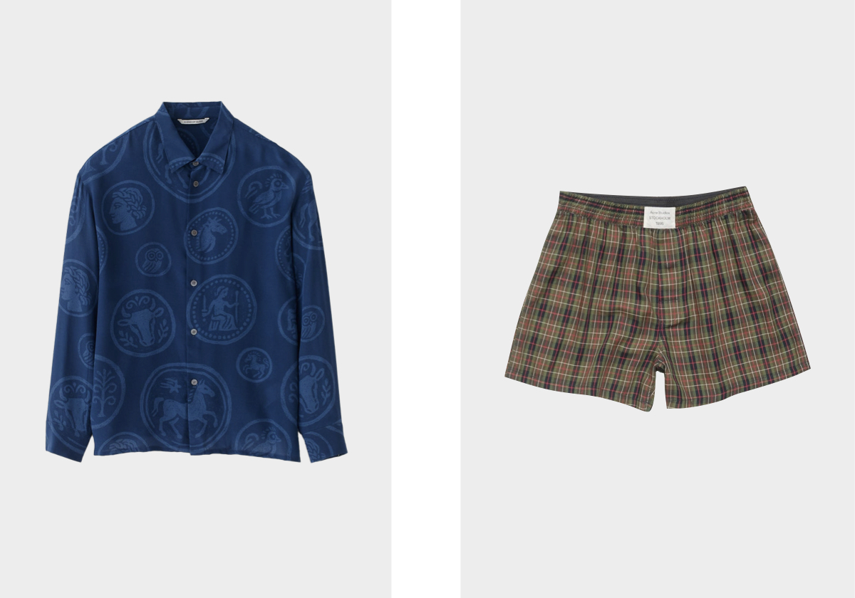 Camisa Derbin, €460, AKIND OF GUISE; calções, €190, ACNE STUDIOS.