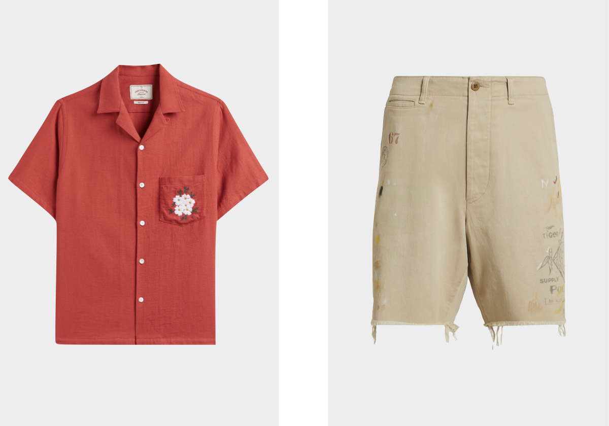 Camisa, €150, PORTUGUESE FLANNEL; calções, €275, RALPH LAUREN.