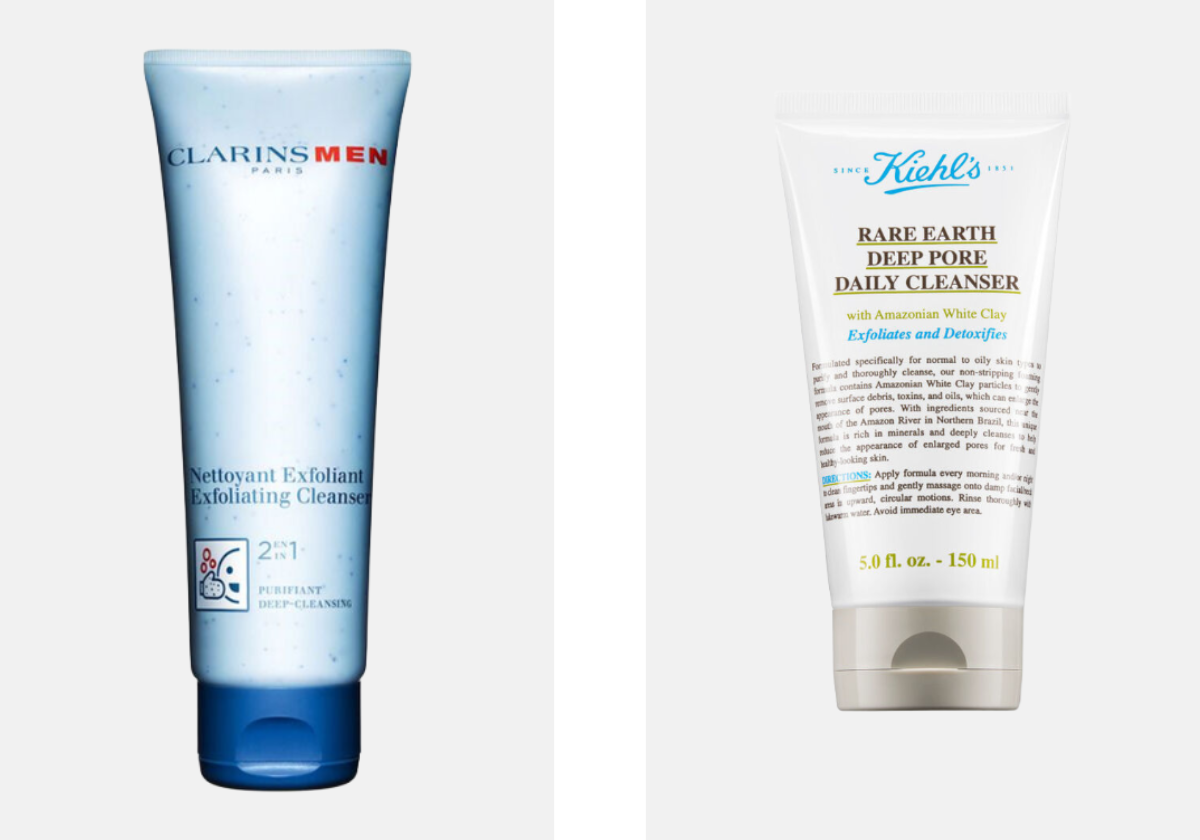 Esquerda: Cleanser Esfoliante, €34, clarins, na Notino. Direita: Cleanser Rare Earth Deep Pore, €35,09, KIEHL'S, na Wells.