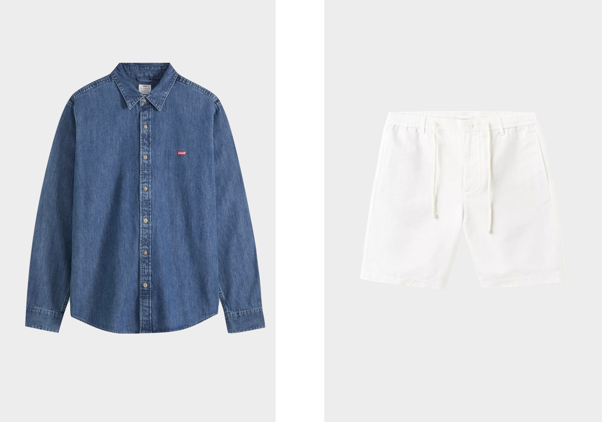 Camisa Battery Housemark, €65, LEVI´S; calções, €39,99, MANGO.