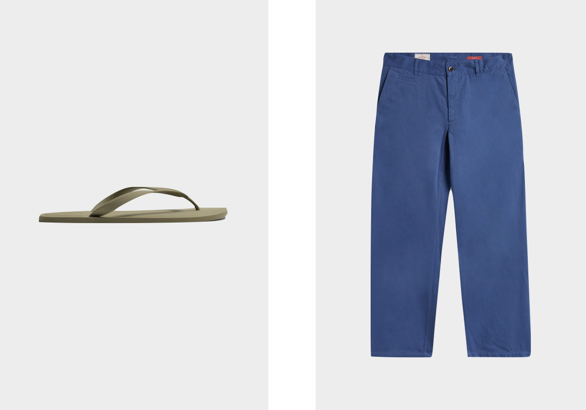 Sandálias, €19,95, ZARA; calças Labura, €187, PORTUGUESE FLANNEL.
