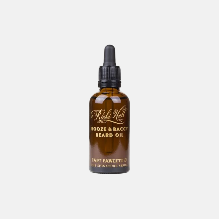 Óleo para barba Ricki Hall´s Booze & Baccy, €45,50, Captain Fawcett, em notino.pt.
